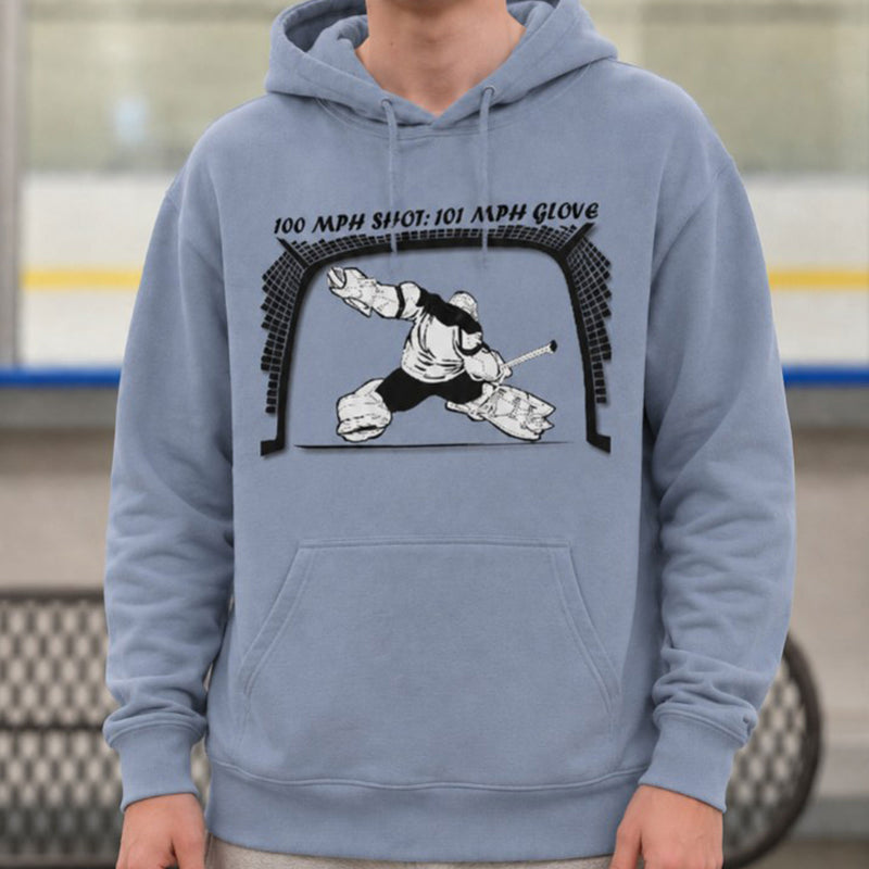 Hockey Goalie 101MPH Glove Hoodie – USA Sustainable Cotton – Adult S–3XL