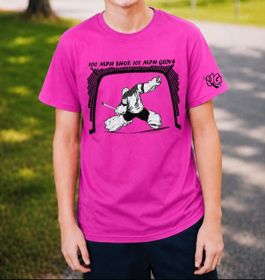 Unsupervised Goalies: Hockey Goalie 101MPH Glove T-Shirt – USA Sustainable Cotton – Adult S–5XL