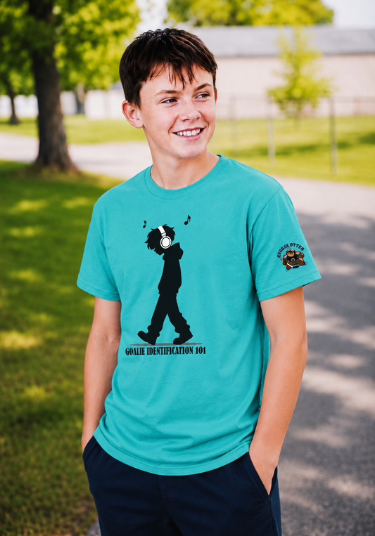 Unsupervised Goalies: Hockey Goalie Identification Headphones T-Shirt – USA Sustainable Cotton – Adult S–5XL
