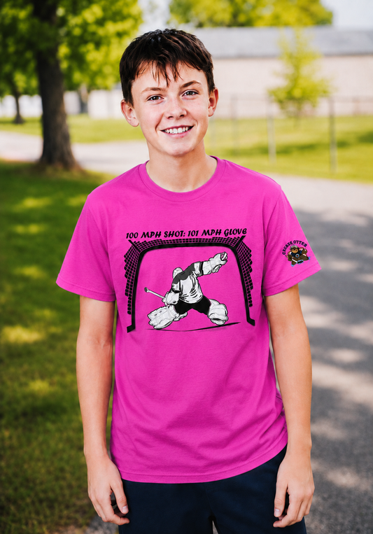 Unsupervised Goalies: Hockey Goalie 101MPH Glove T-Shirt – USA Sustainable Cotton – Adult S–5XL