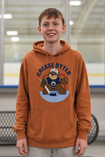 Unsupervised Goalies: Crease Otter Hockey Goalie Hoodie - USA Grown Cotton- Sustainable - Adult S-3XL