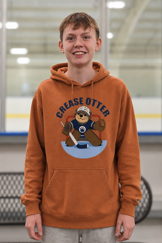 Unsupervised Goalies: Crease Otter Hockey Goalie Hoodie - USA Grown Cotton- Sustainable - Adult S-3XL