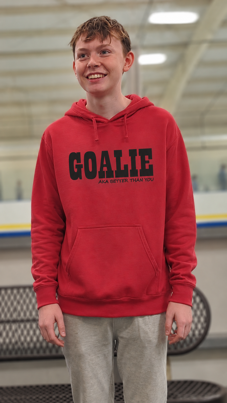 Unsupervised Goalies: Hockey Goalie AKA Better Than You Hockey Hoodie – USA Sustainable Cotton – Adult S–3XL