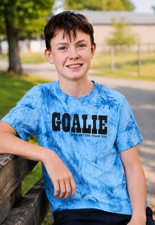 Unsupervised Goalies: Tie Dye Goalies Are Better Than You Heavy Weight T-Shirt – USA Sustainable Cotton – Adult S–3XL