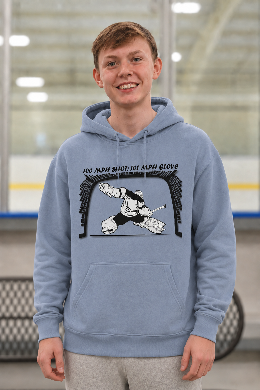 Unsupervised Goalies: Hockey Goalie 101MPH Glove Hoodie – USA Sustainable Cotton – Adult S–3XL