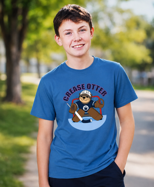 Unsupervised Goalies: Crease Otter Hockey Goalie Logo T-Shirt - USA Cotton - Sustainable - Adult S-5XL
