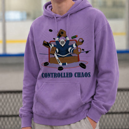 Controlled Chaos Hockey Goalie Hoodie – USA Sustainable Cotton – Adult S–3XL