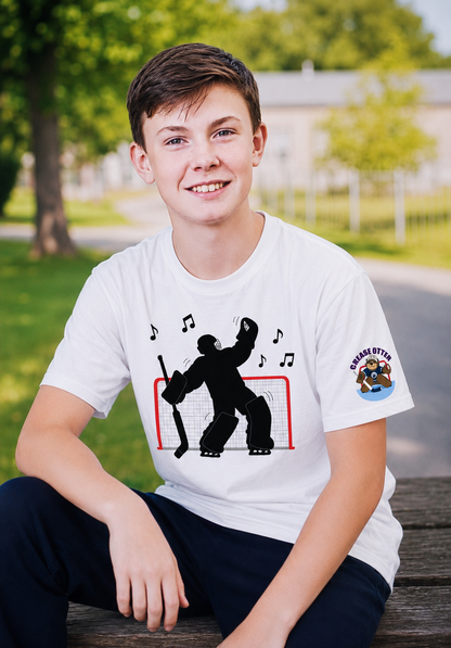Unsupervised Goalies: Dancing Goalie Hockey T-Shirt – USA Sustainable Cotton – Adult S–5XL